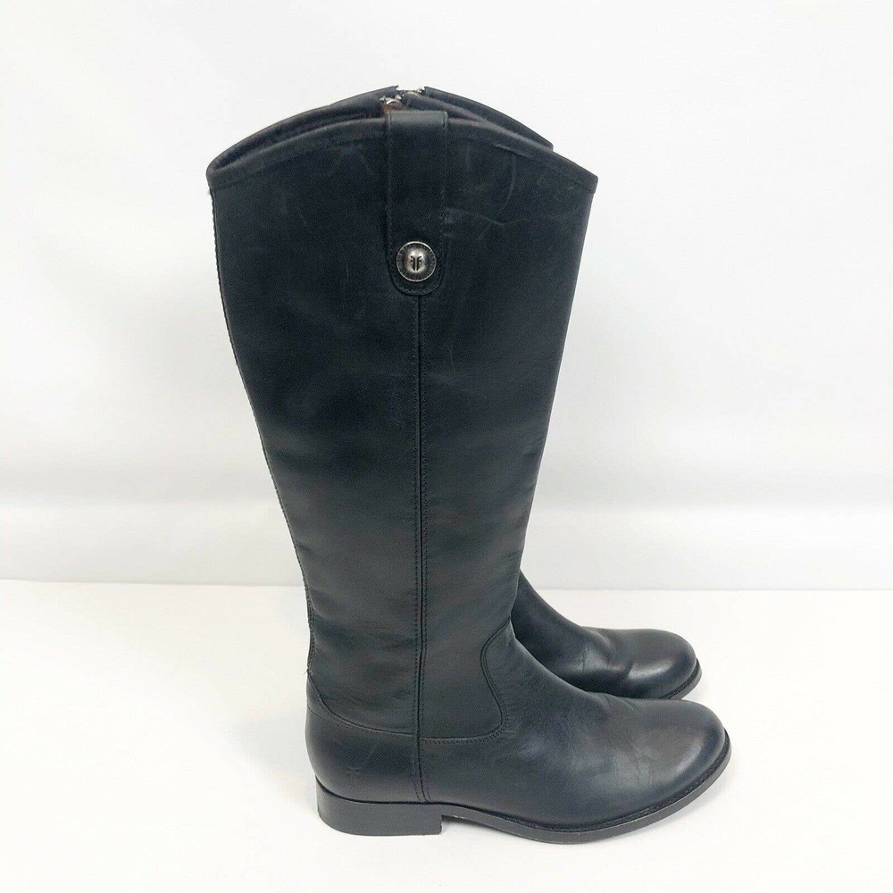 Frye Melissa Button Zip Leather Boot 7 B Black